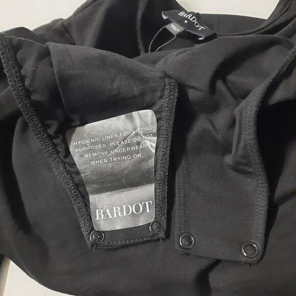 Bardot Bodysuit Top Womens Medium Black Long Sleeve Cut Out Stretch Jersey - Picture 11 of 13